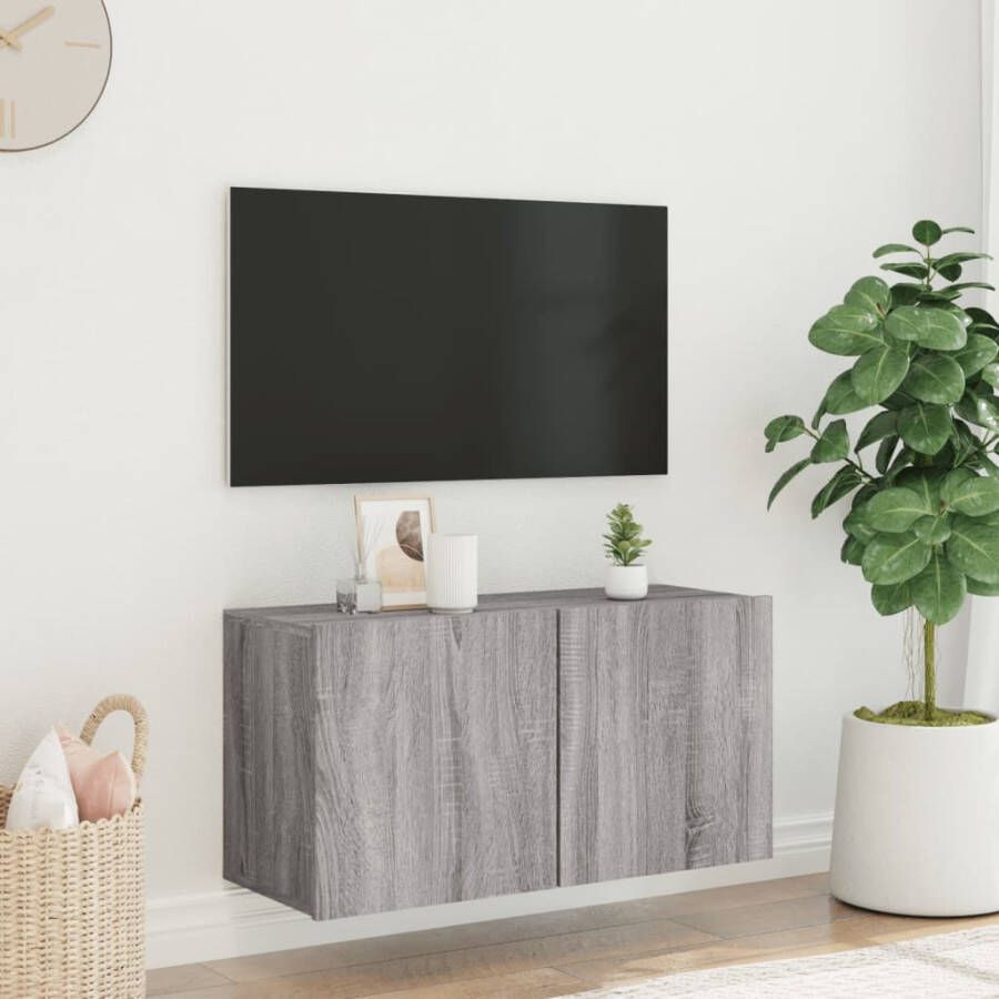 VidaXL -Tv-meubel-wandgemonteerd-80x30x41-cm-grijs-sonoma-eikenkleurig - Foto 1