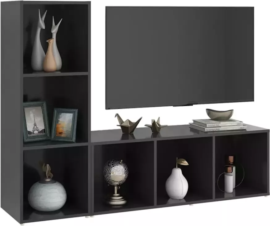 VidaXL -Tv-meubelen-2-st-107x35x37-cm-spaanplaat-grijs - Foto 5