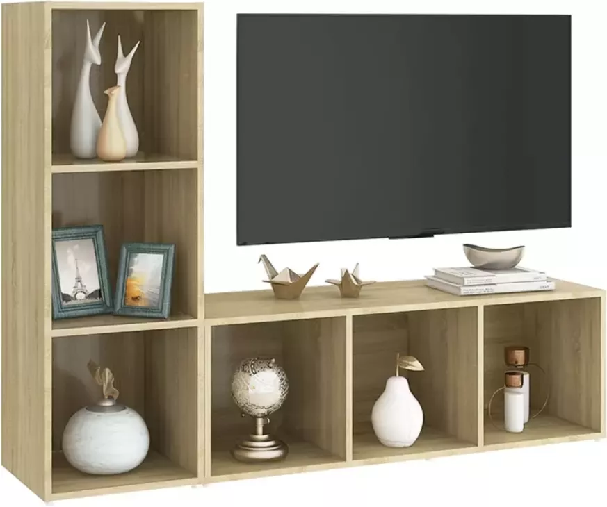 VidaXL Tv-meubelen 2 st 107x35x37 cm bewerkt hout sonoma eikenkleurig - Foto 6