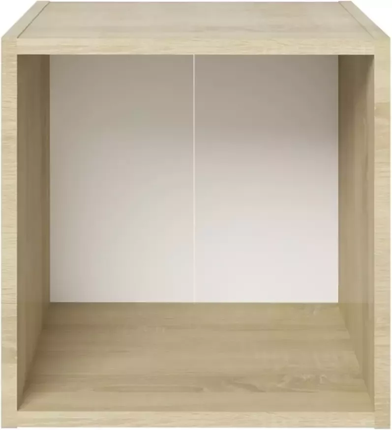 VidaXL -Tv-meubelen-2-st-37x35x37-cm-bewerkt-hout-wit-sonoma-eikenkleur - Foto 2