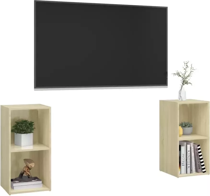 VidaXL Tv-meubelen 2 st 72x35x36 5 cm bewerkt hout sonoma eikenkleurig - Foto 2