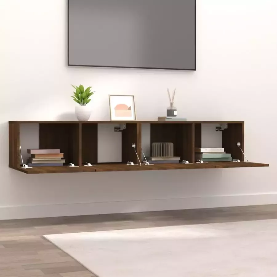 VidaXL -Tv-meubelen-2-st-80x30x30-cm-bewerkt-hout-bruineikenkleurig