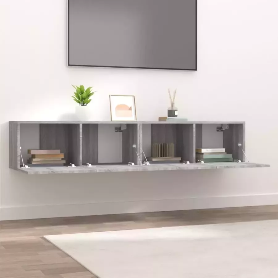 VidaXL -Tv-meubelen-2-st-80x30x30-cm-bewerkt-hout-grijs-sonoma-eiken - Foto 3