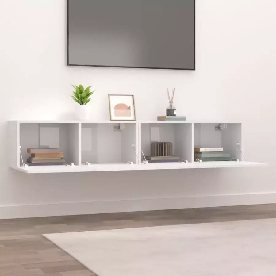 VidaXL -Tv-meubelen-2-st-80x30x30-cm-bewerkt-hout-hoogglans-wit - Foto 3