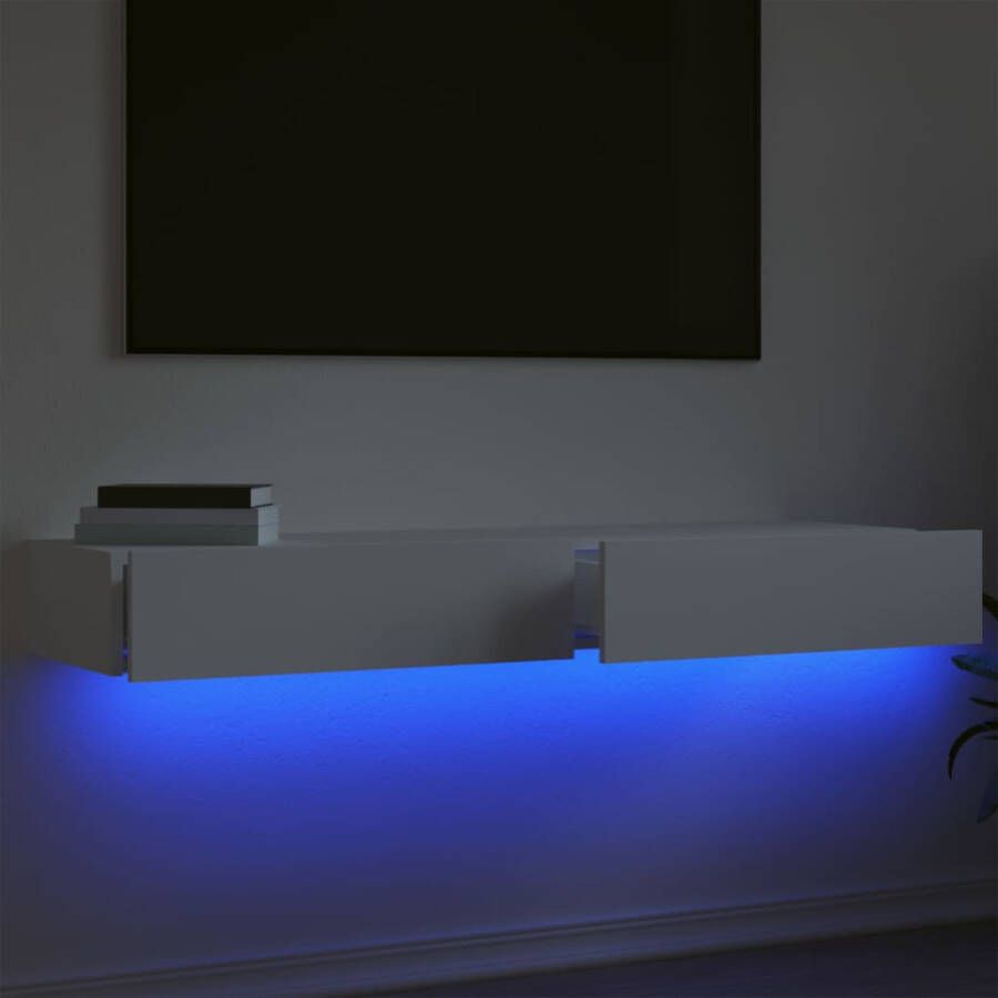 VidaXL -Tv-meubelen-2-st-met-LED-verlichting-60x35x15 5-cm-wit - Foto 1