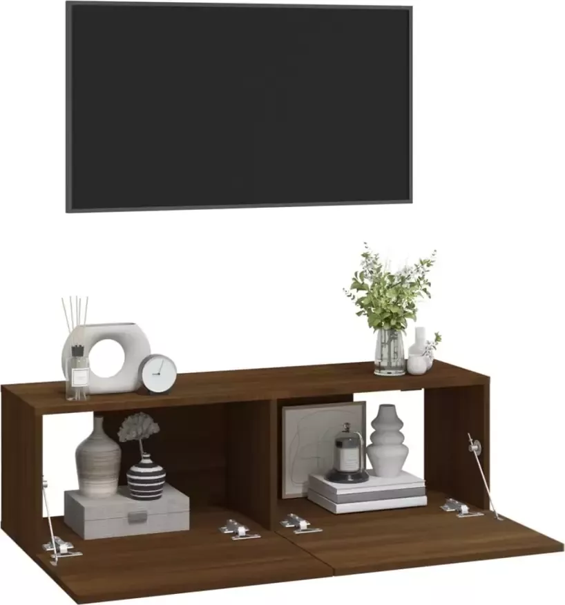 VIDAXL Tv-meubelen 2 st wandgemonteerd 100x30x30 cm hout bruineiken