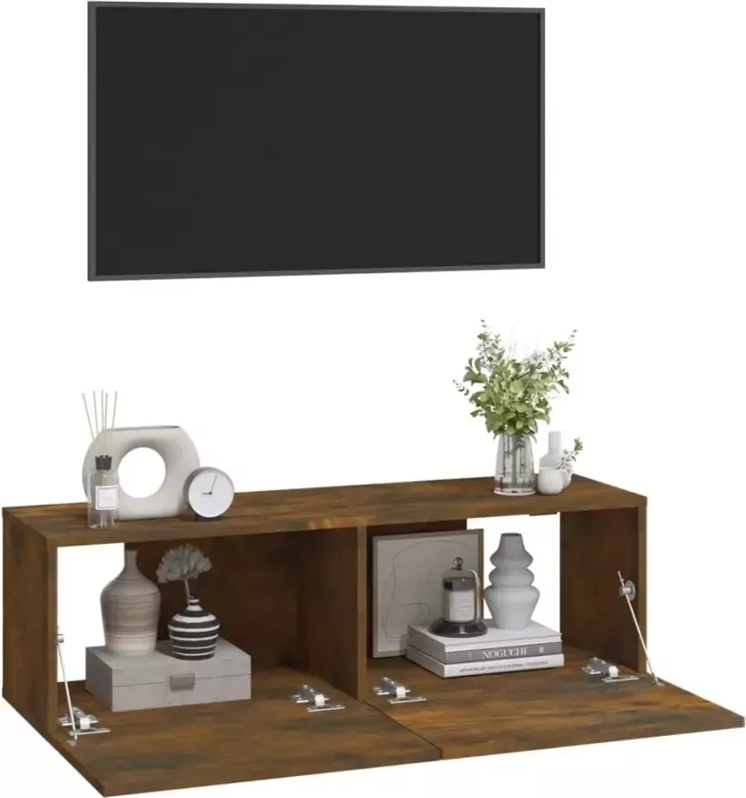 VidaXL -Tv-meubelen-2-st-wandgemonteerd-100x30x30-cm-hout-gerookt-eiken