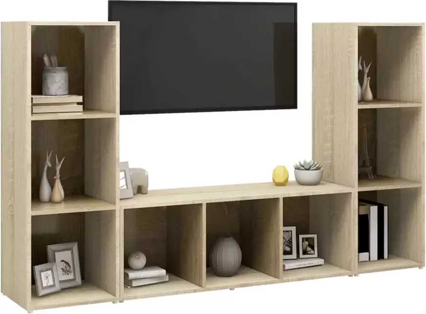 VidaXL -Tv-meubelen-3-st-107x35x37-cm-spaanplaat-sonoma-eikenkleurig