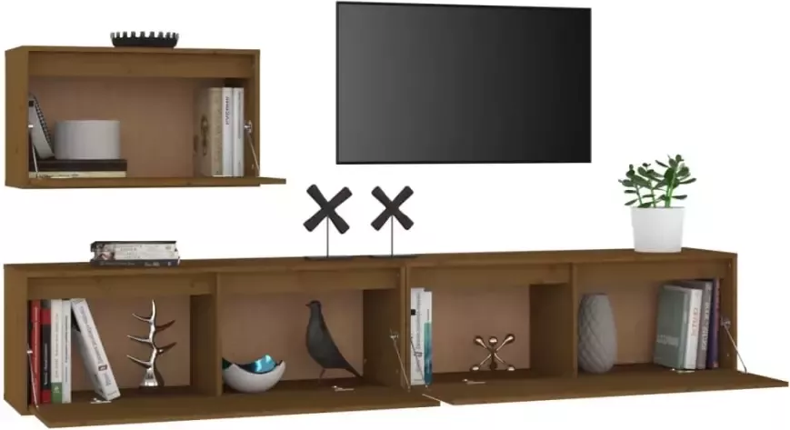VidaXL -Tv-meubelen-3-st-massief-grenenhout-honingbruin - Foto 4
