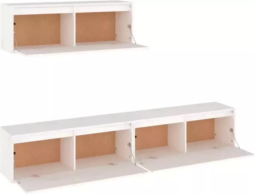 VidaXL 3-delig tv-meubelset massief grenenhout wit