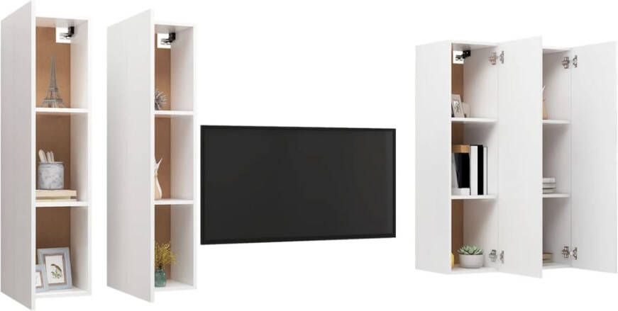 VidaXL Tv-meubelen 4 st 30 5x30x110 cm bewerkt hout wit - Foto 1