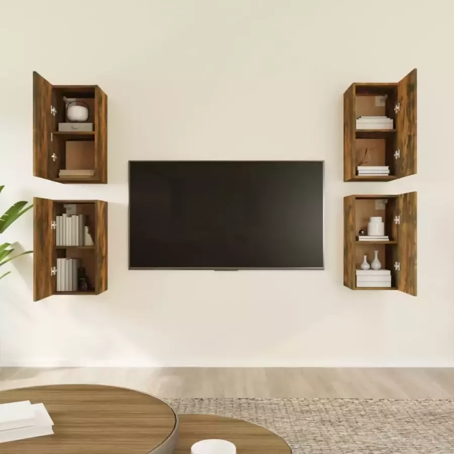 VidaXL -Tv-meubelen-4-st-30 5x30x60-cm-bewerkt-hout-gerookt-eikenkleur