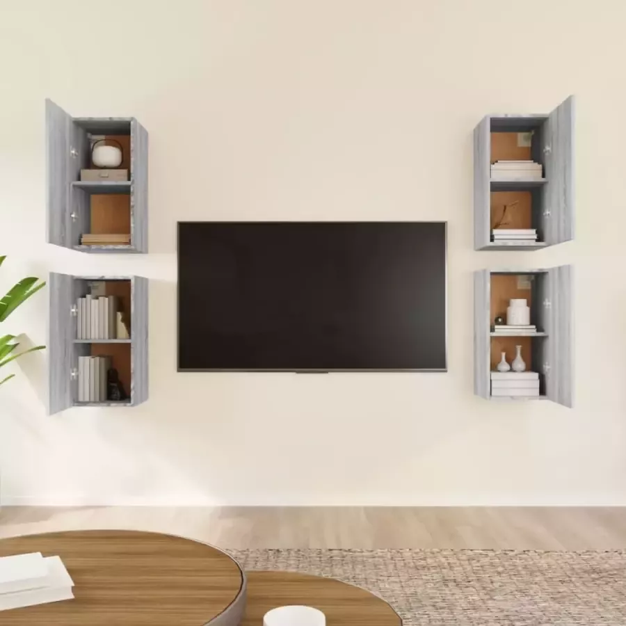 VidaXL -Tv-meubelen-4-st-30 5x30x60-cm-bewerkt-hout-grijs-sonoma-eiken