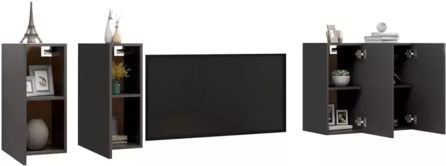 VidaXL Tv-meubelen 4 st 30 5x30x60 cm bewerkt hout grijs - Foto 2