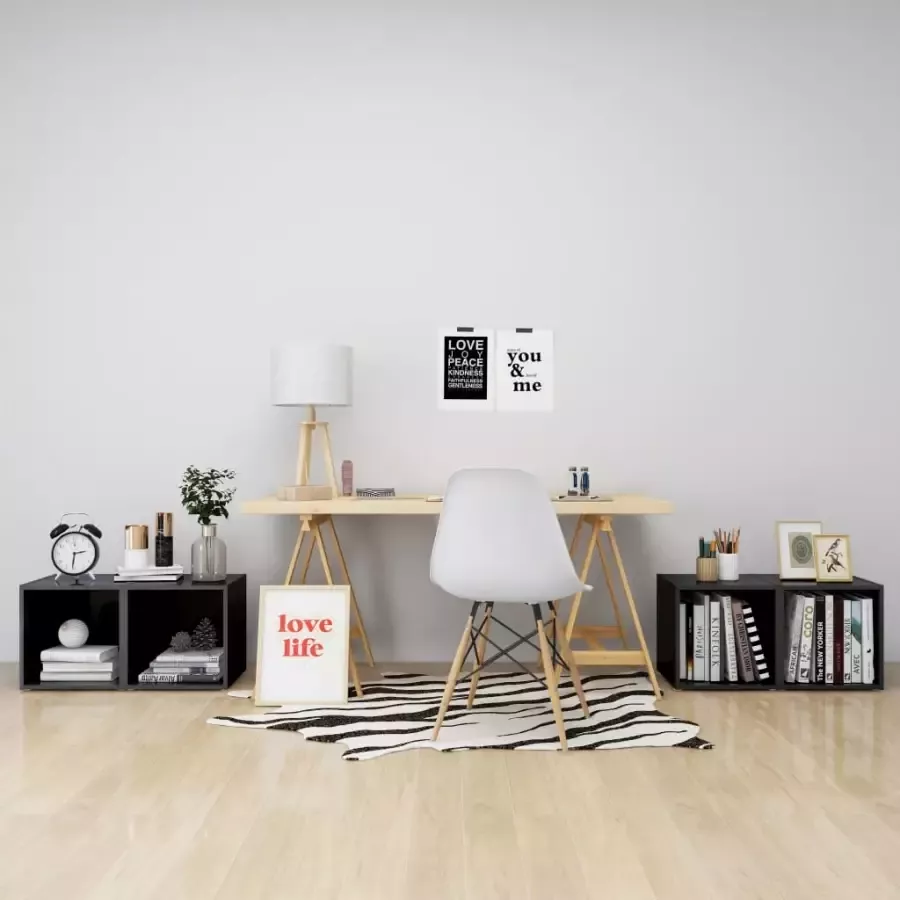 VidaXL -Tv-meubelen-4-st-37x35x37-cm-bewerkt-hout-hoogglans-grijs - Foto 2