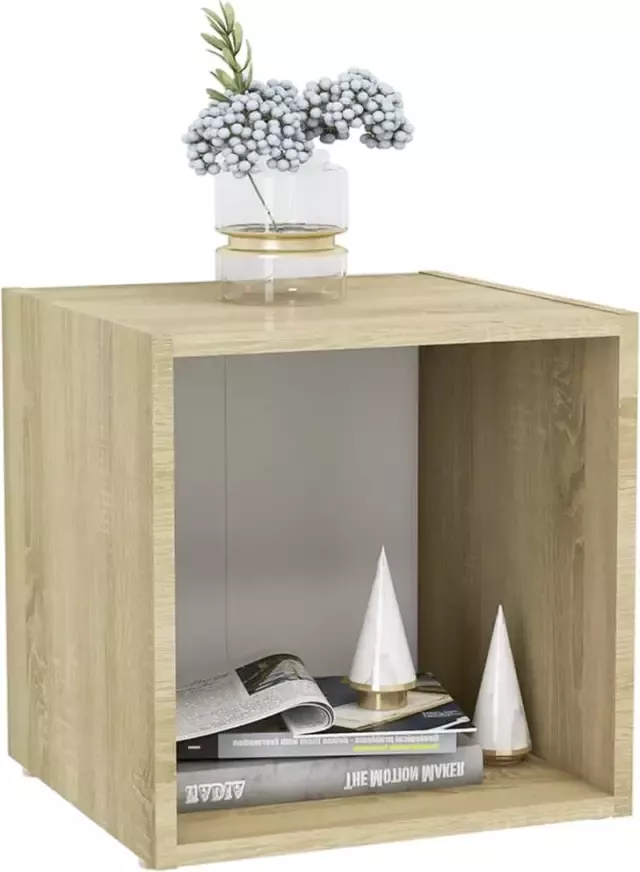 VidaXL -Tv-meubelen-4-st-37x35x37-cm-bewerkt-hout-wit-sonoma-eikenkleur - Foto 4