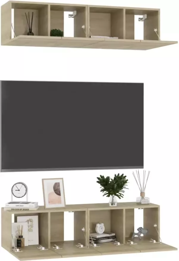 VidaXL Tv-meubelen 4 st 60x30x30 cm bewerkt hout sonoma eikenkleurig - Foto 2