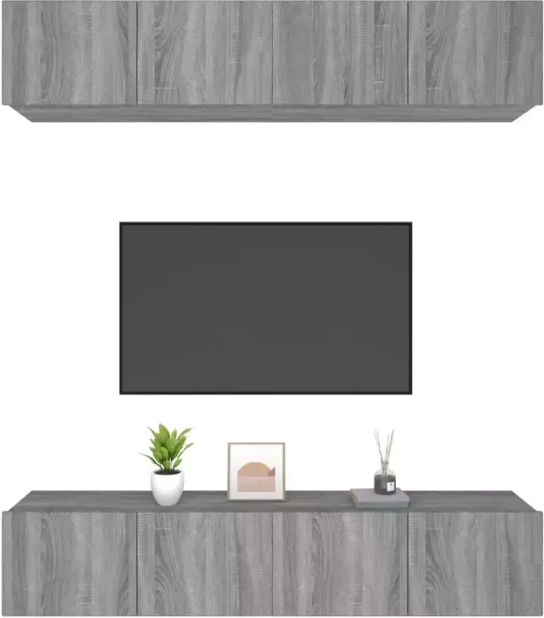 VidaXL -Tv-meubelen-4-st-80x30x30-cm-bewerkt-hout-grijs-sonoma-eiken - Foto 3