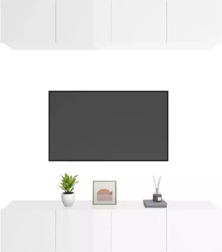 VidaXL -Tv-meubelen-4-st-80x30x30-cm-bewerkt-hout-hoogglans-wit