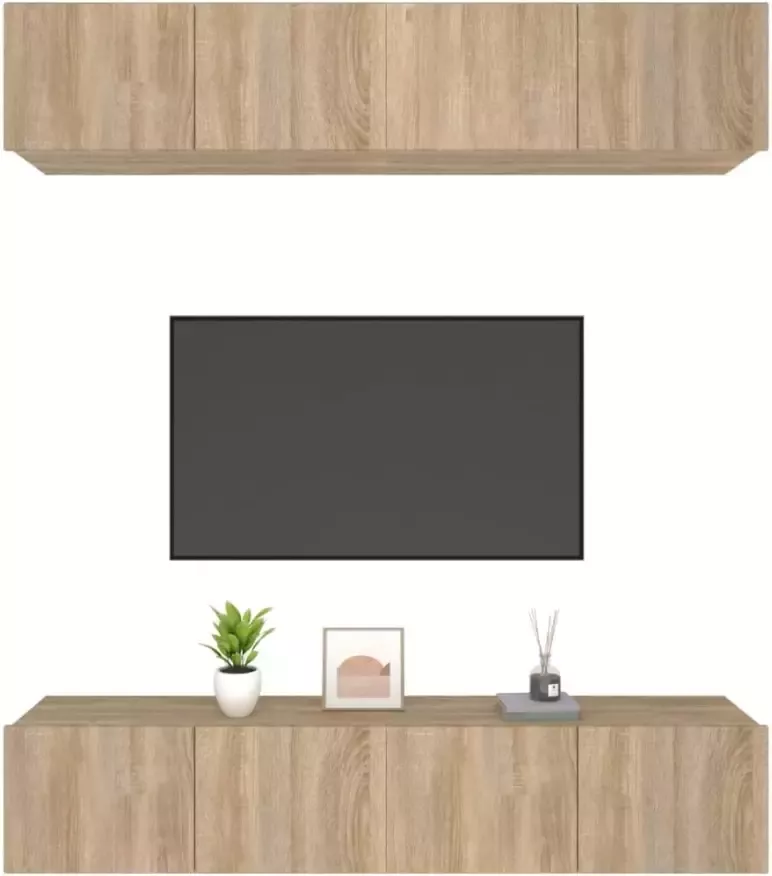 VidaXL -Tv-meubelen-4-st-80x30x30-cm-bewerkt-hout-sonoma-eikenkleurig - Foto 3