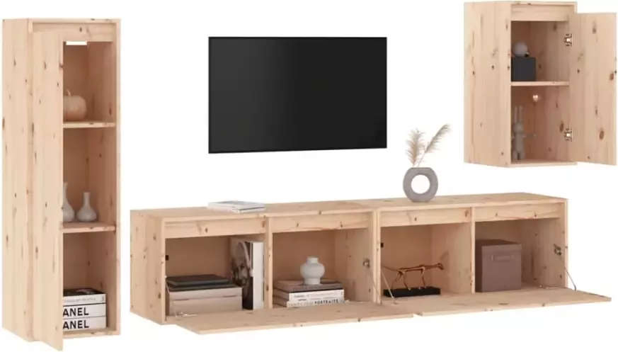 VidaXL -Tv-meubelen-4-st-massief-grenenhout - Foto 5