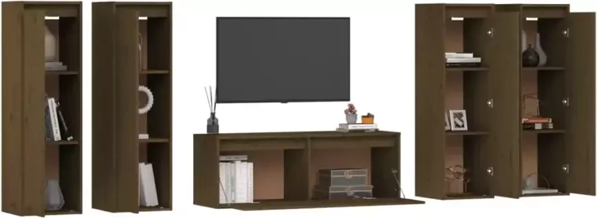 VidaXL -Tv-meubelen-5-st-massief-grenenhout-honingbruin - Foto 3