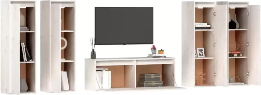 VIDAXL Tv-meubelen 5 st massief grenenhout wit