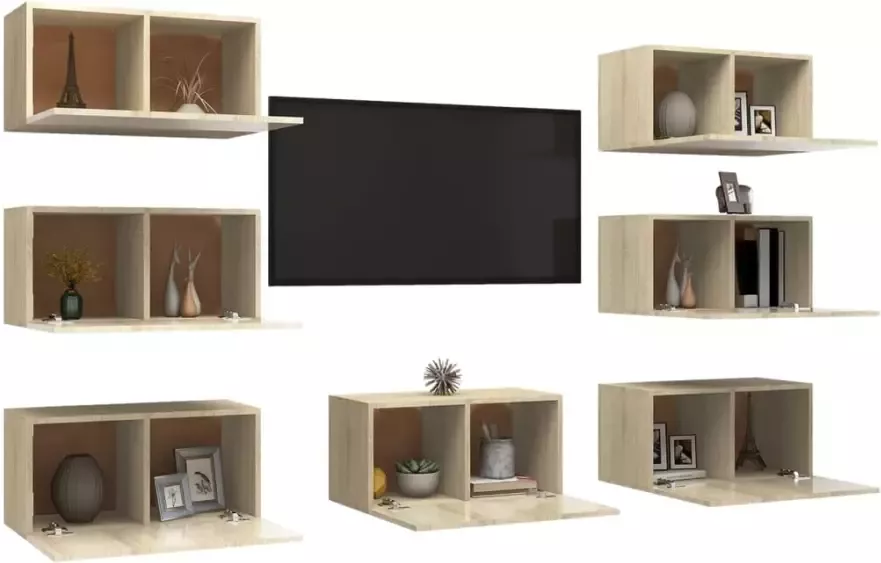 VidaXL Tv-meubelen 7 st 30 5x30x60 cm bewerkt hout sonoma eikenkleurig