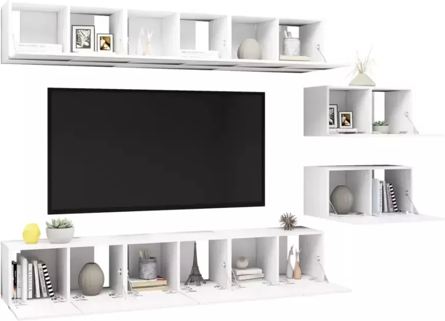 VidaXL -Tv-meubelen-8-st-bewerkt-hout-wit