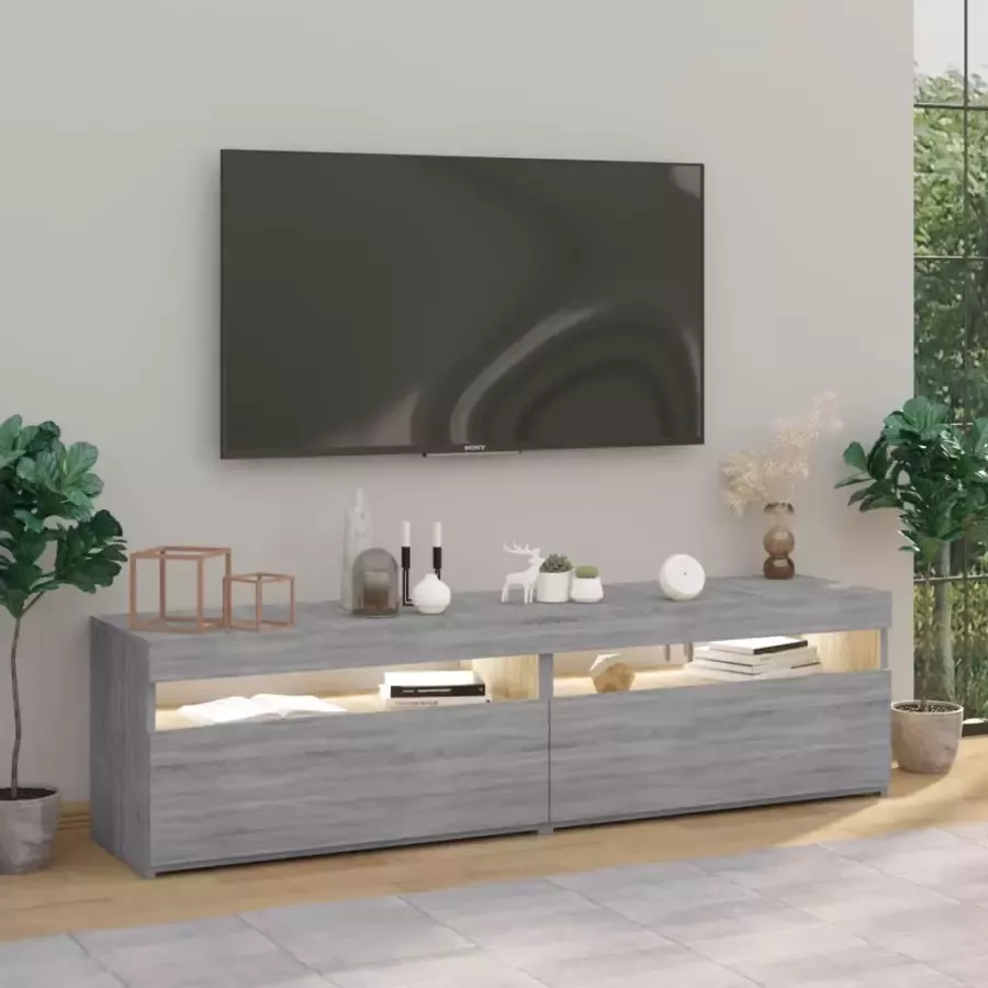 VIDAXL Tv-meubelen met LED-verlichting 2 st 75x35x40 cm grijs sonoma
