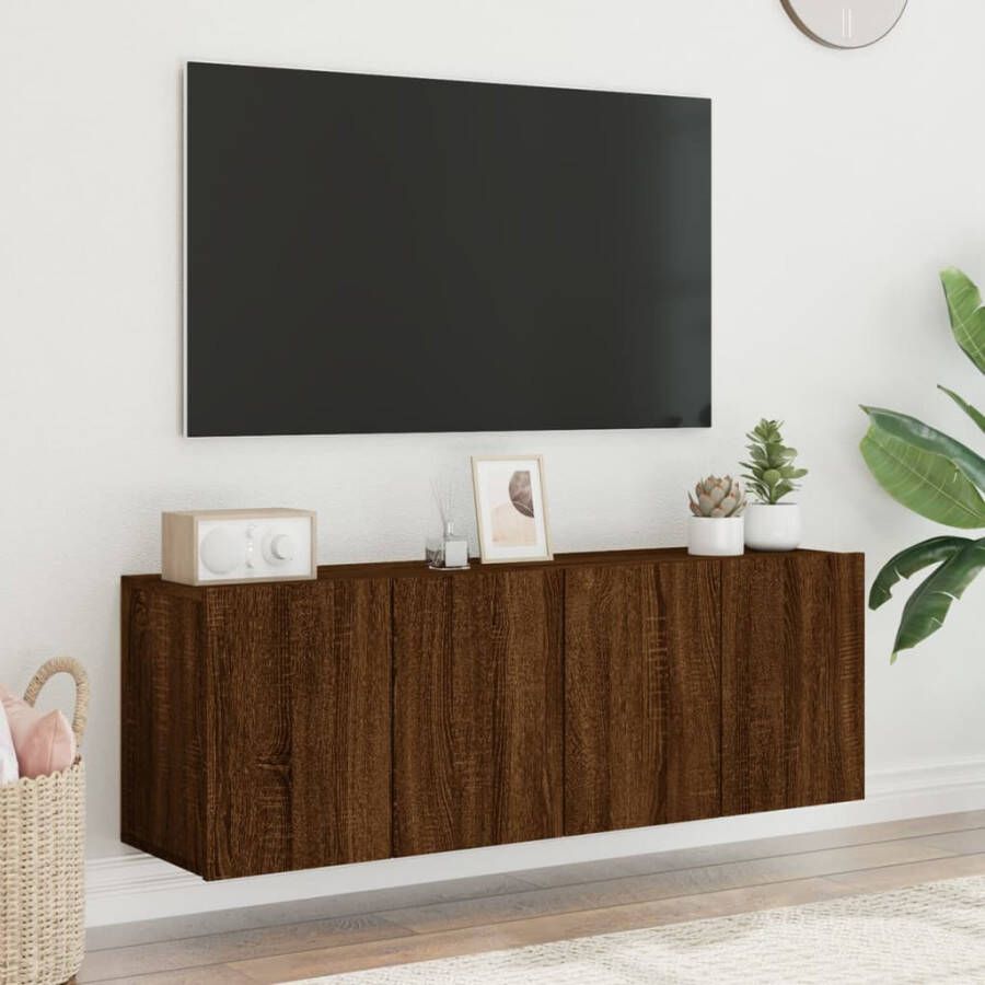 VidaXL -Tv-meubels-2-st-wandgemonteerd-60x30x41-cm-bruineikenkleurig - Foto 2