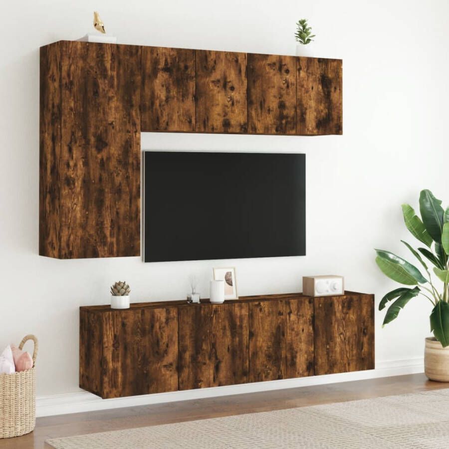 VidaXL -Tv-meubels-2-st-wandgemonteerd-60x30x41-cm-gerookt-eikenkleurig