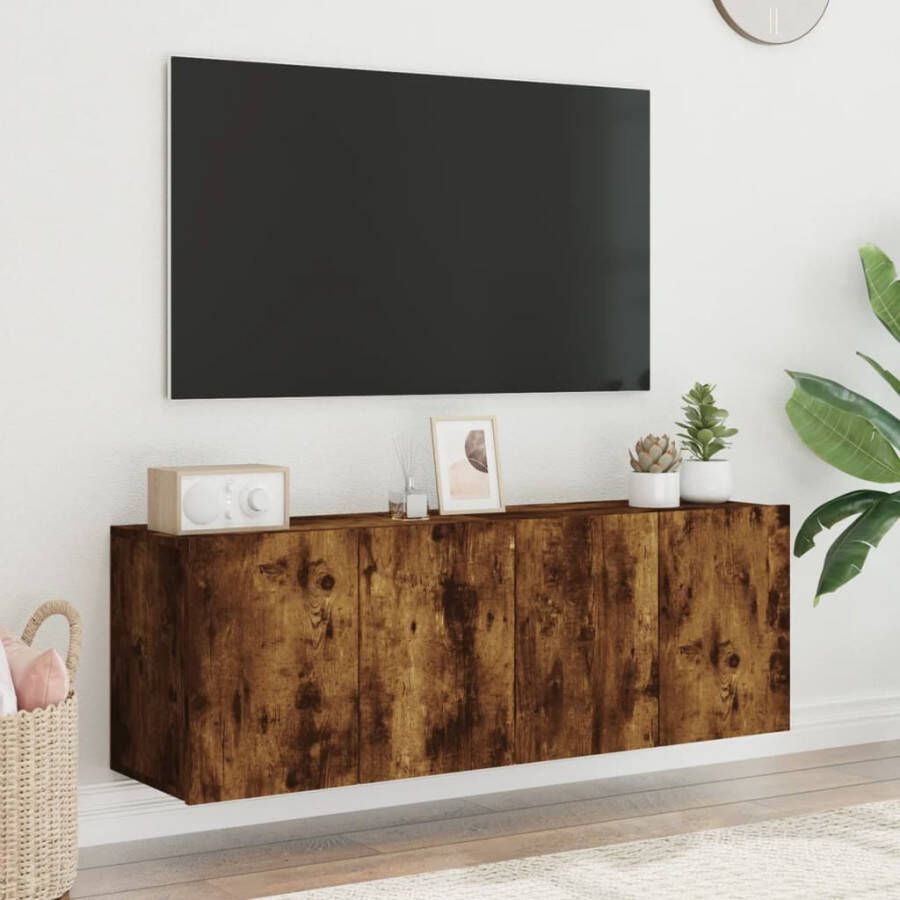 VidaXL -Tv-meubels-2-st-wandgemonteerd-60x30x41-cm-gerookt-eikenkleurig - Foto 2