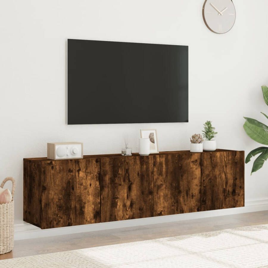 VidaXL -Tv-meubels-2-st-wandgemonteerd-80x30x41-cm-gerookt-eikenkleurig - Foto 2