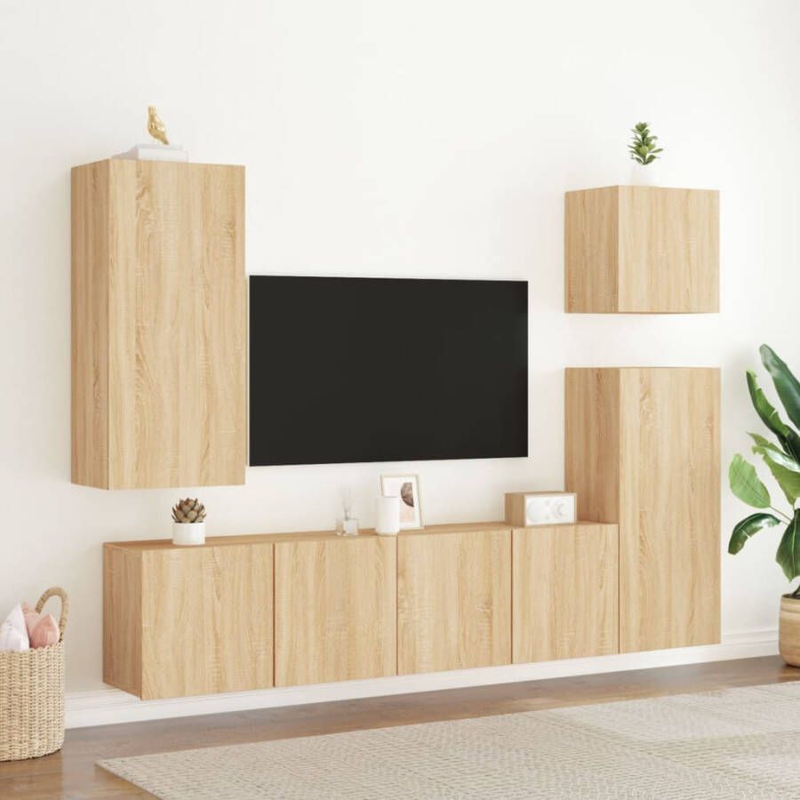 VidaXL -Tv-meubels-2-st-wandgemonteerd-80x30x41-cm-sonoma-eikenkleurig