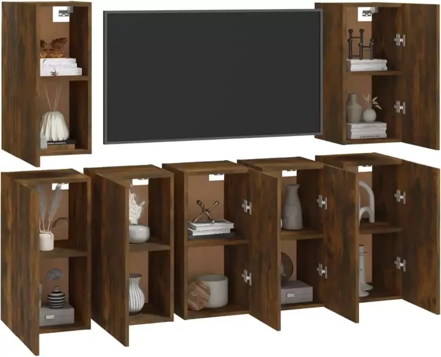 VidaXL -Tv-meubels-7-st-30 5x30x60-cm-bewerkt-hout-gerookt-eikenkleurig - Foto 4