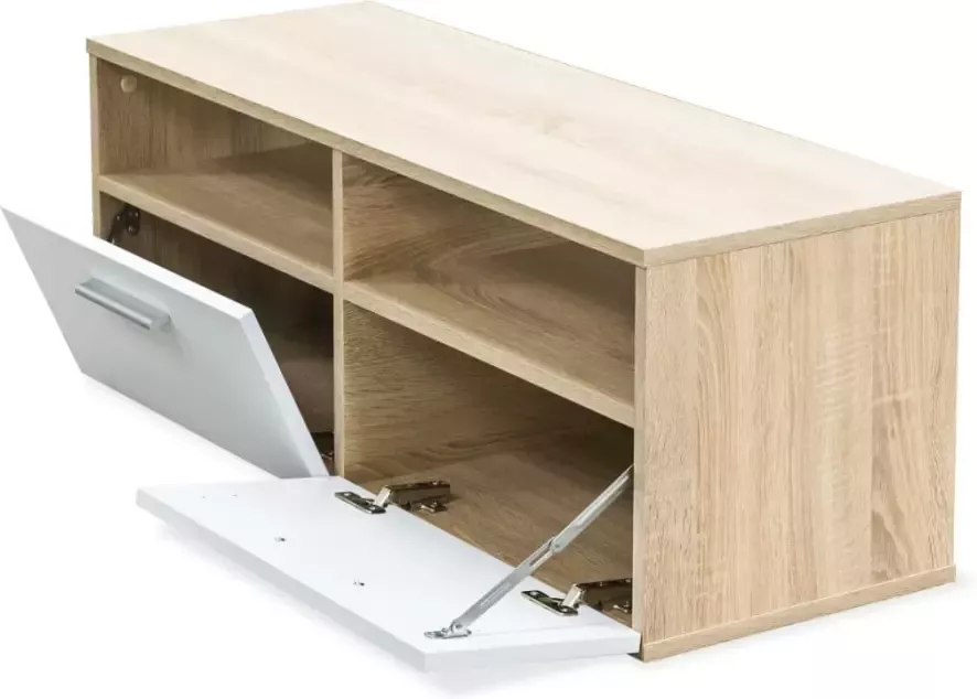 VidaXL -Tv-meubels-2-st-95x35x36-cm-bewerkt-hout-eikenkleurig-en-wit - Foto 2