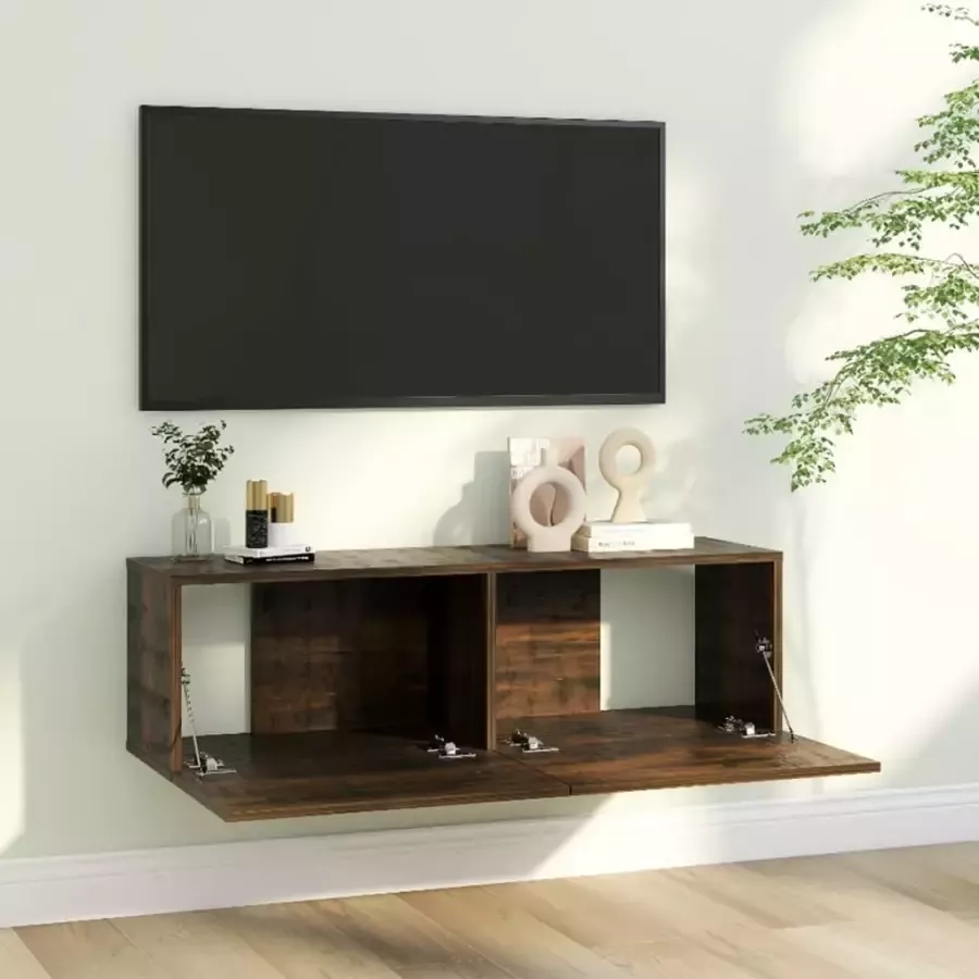 VidaXL -Tv-wandmeubel-100x30x30-cm-bewerkt-hout-gerookt-eikenkleurig - Foto 3