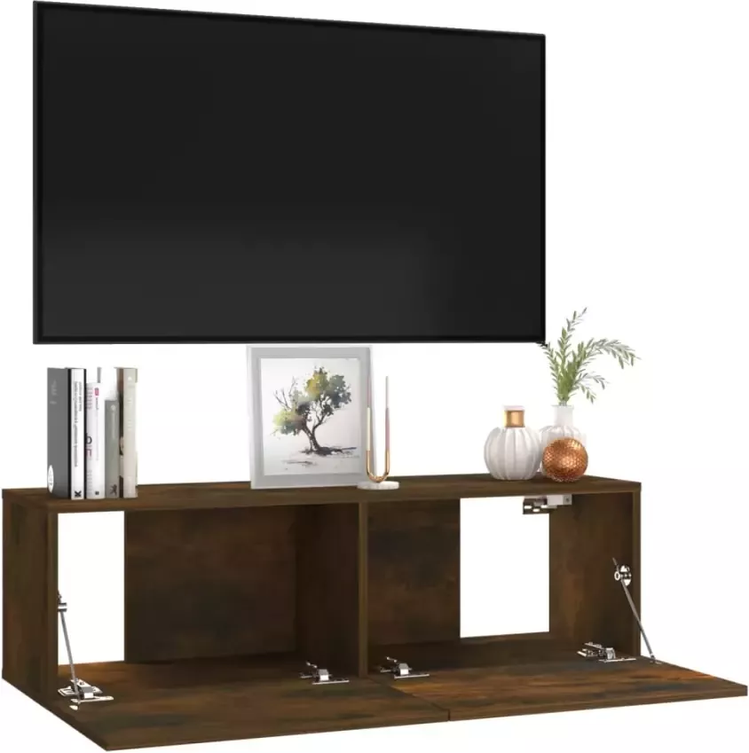 VidaXL -Tv-wandmeubel-100x30x30-cm-bewerkt-hout-gerookt-eikenkleurig - Foto 2