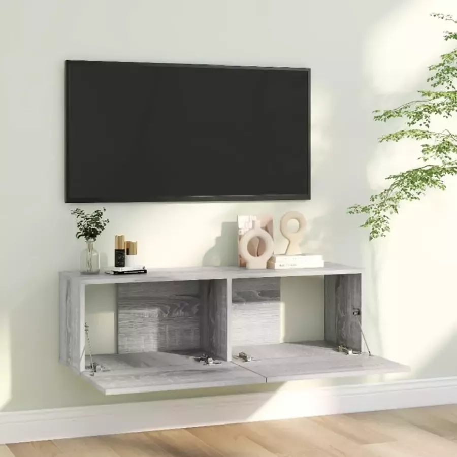 VidaXL -Tv-wandmeubel-100x30x30-cm-bewerkt-hout-grijs-sonoma-eikenkleur - Foto 2