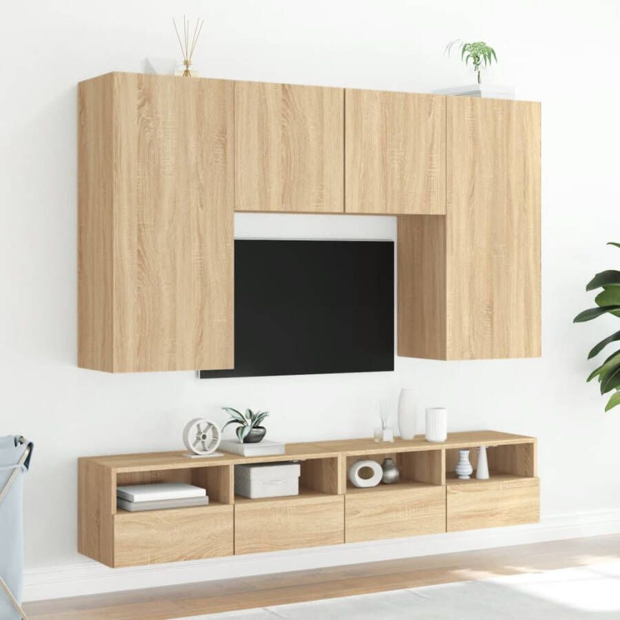 VidaXL -Tv-wandmeubel-100x30x30-cm-bewerkt-hout-sonoma-eikenkleurig - Foto 2