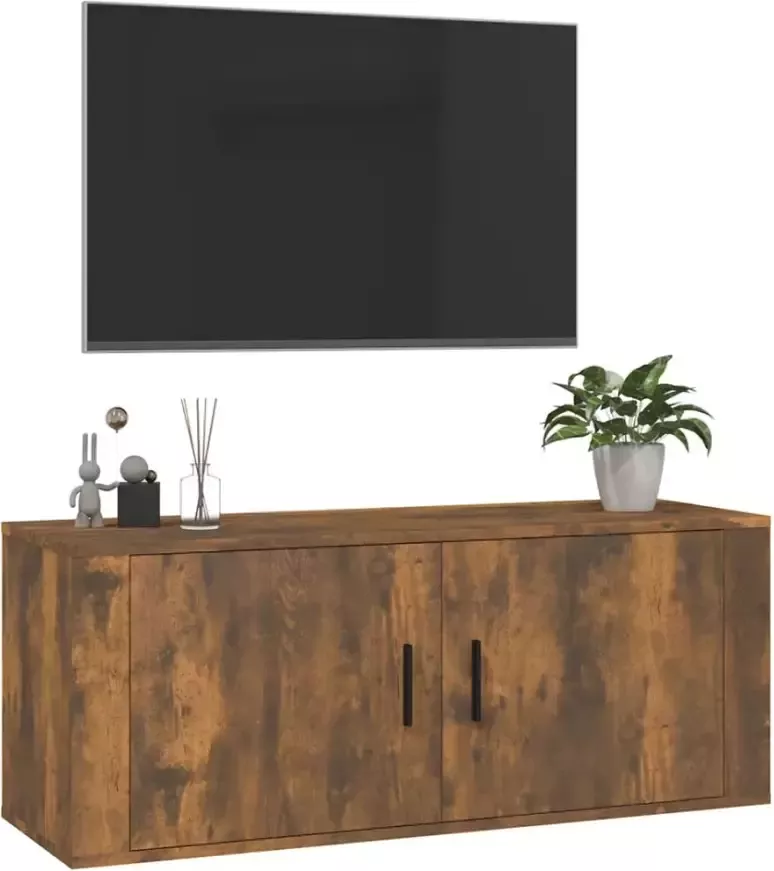 VidaXL -Tv-wandmeubel-100x34 5x40-cm-gerookt-eikenkleurig - Foto 4