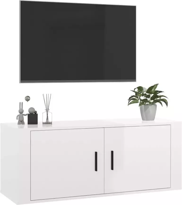 VidaXL -Tv-wandmeubel-100x34 5x40-cm-hoogglans-wit - Foto 3