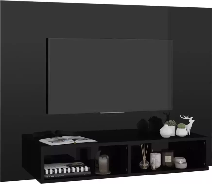 VidaXL -Tv-wandmeubel-120x23 5x90-cm-bewerkt-hout-hoogglans-zwart - Foto 5
