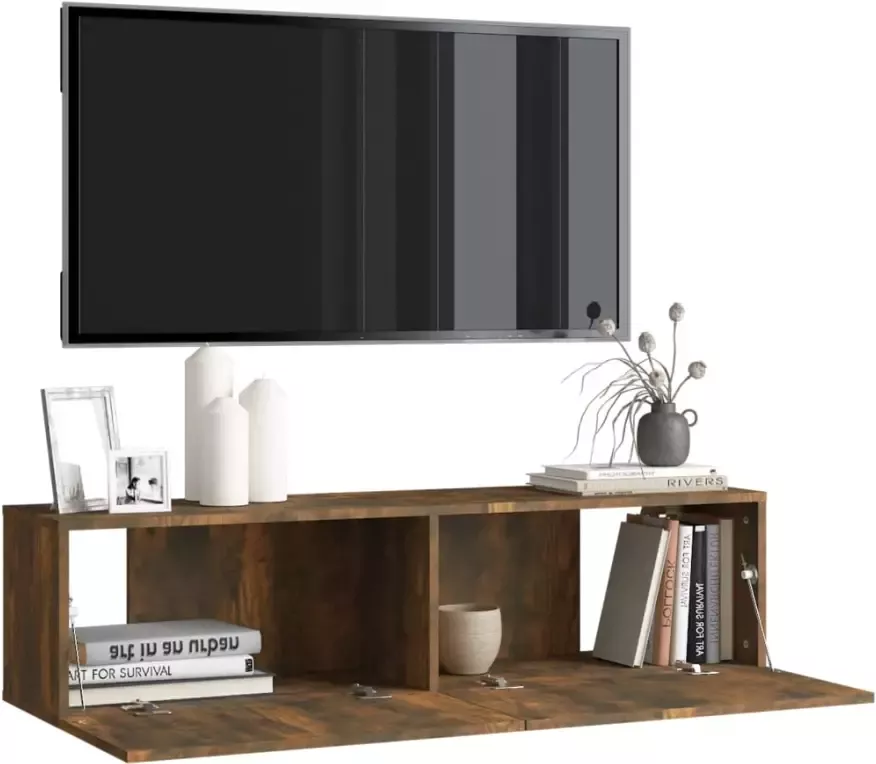 VidaXL -Tv-wandmeubel-120x30x30-cm-bewerkt-hout-gerookt-eikenkleurig - Foto 2