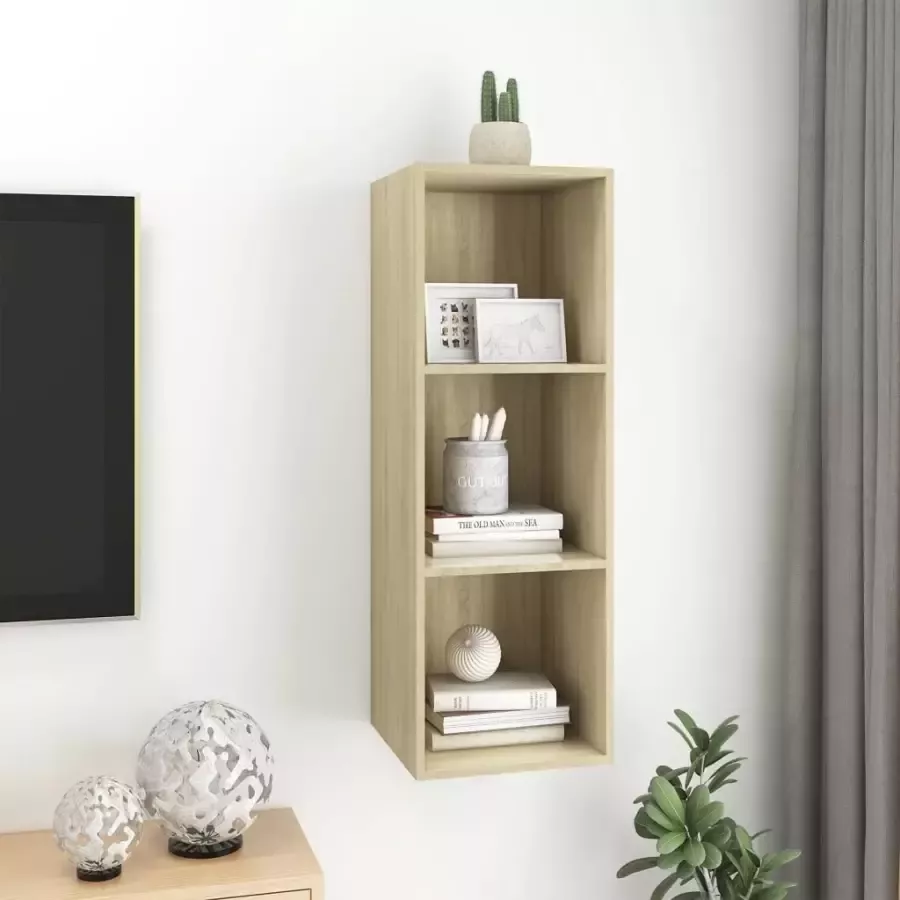 VidaXL -Tv-wandmeubel-37x37x107-cm-bewerkt-hout-sonoma-eikenkleurig - Foto 2