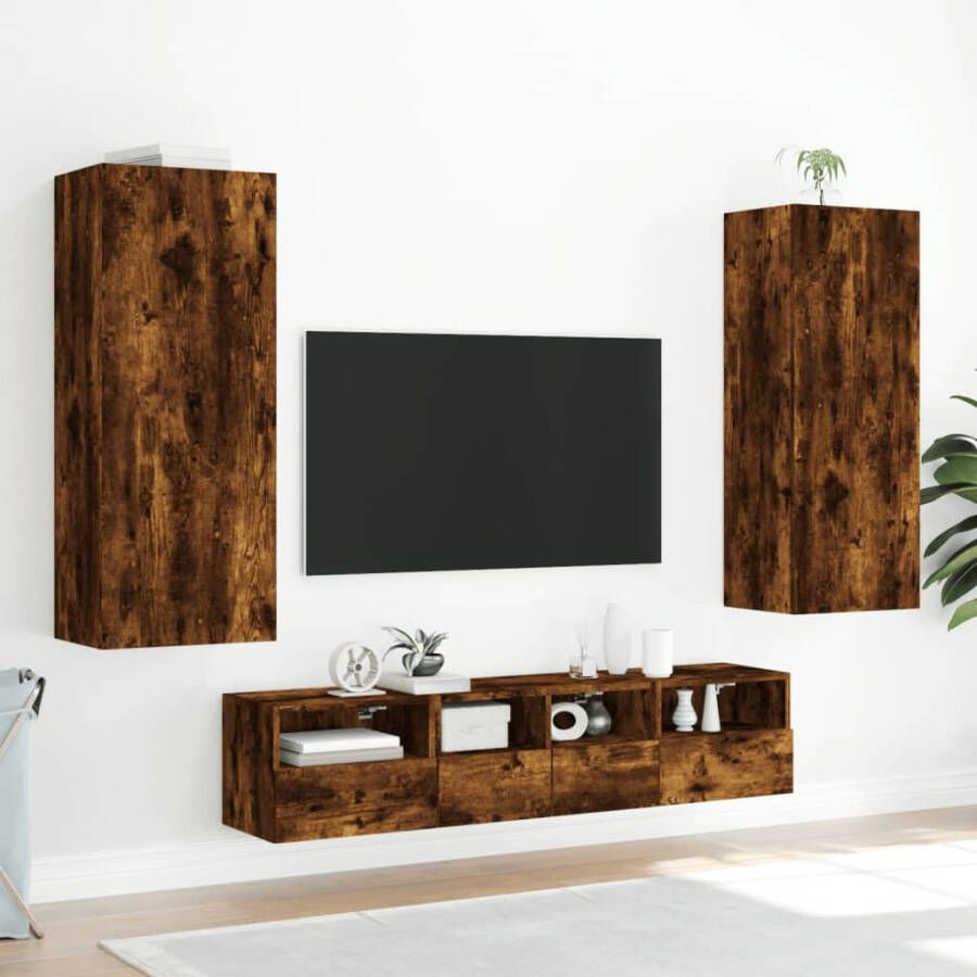 VidaXL -Tv-wandmeubel-40 5x30x102-cm-bewerkt-hout-gerookt-eikenkleurig - Foto 2