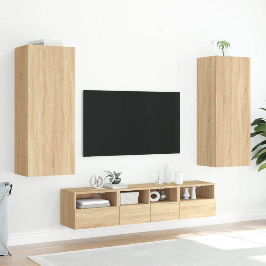 VidaXL -Tv-wandmeubel-40 5x30x102-cm-bewerkt-hout-sonoma-eikenkleurig - Foto 2
