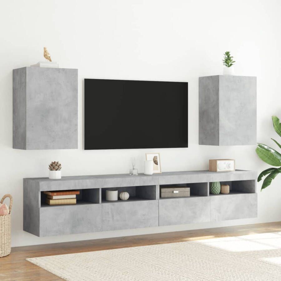 VidaXL -Tv-wandmeubel-40 5x30x60-cm-bewerkt-hout-betongrijs - Foto 2