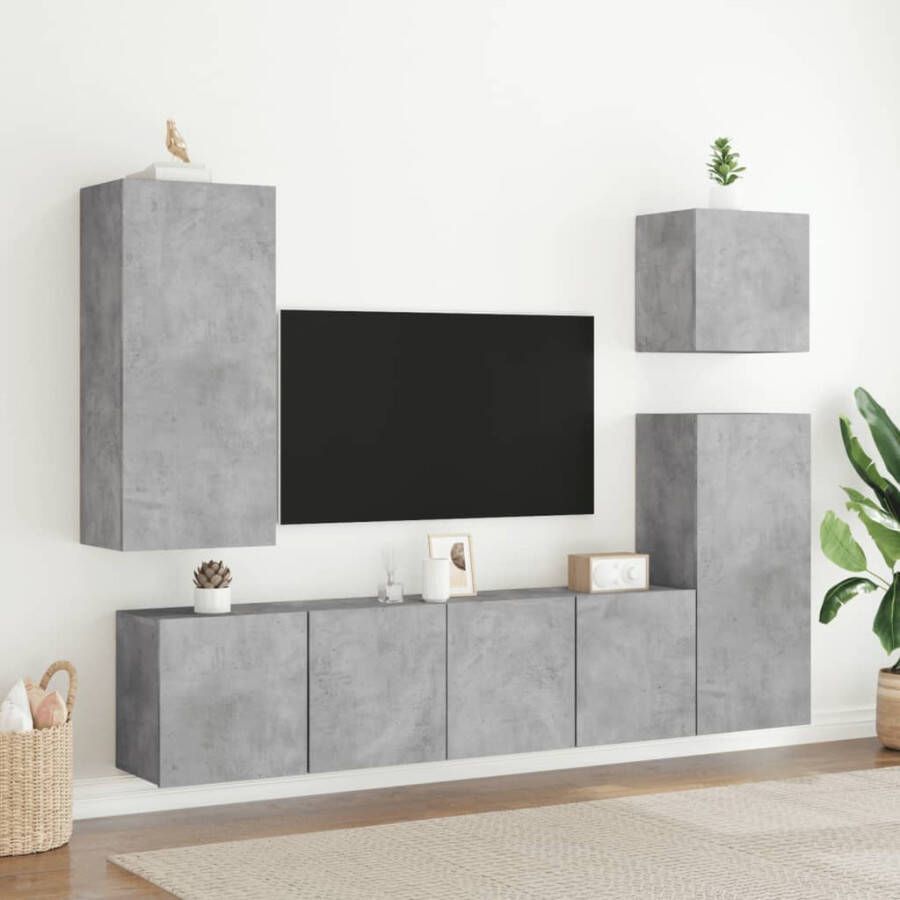 VidaXL -Tv-wandmeubel-40 5x30x90-cm-bewerkt-hout-betongrijs - Foto 2